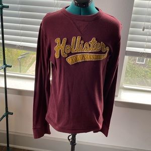 Hollister burgundy and yellow men’s long sleeve sweater